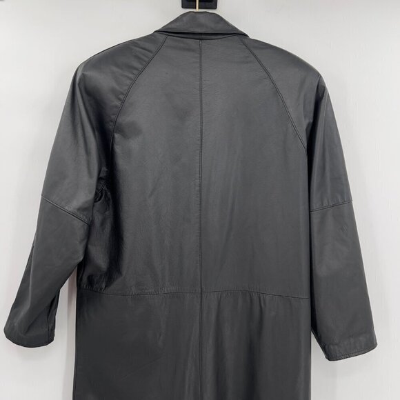 Global Identity lll Padded Shoulders Leather Trench Coat Women's M - Picture 5 of 10